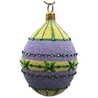 Patricia Breen Pansy Egg Yellow Green Striped Flowers Easter Ornament CATZ
