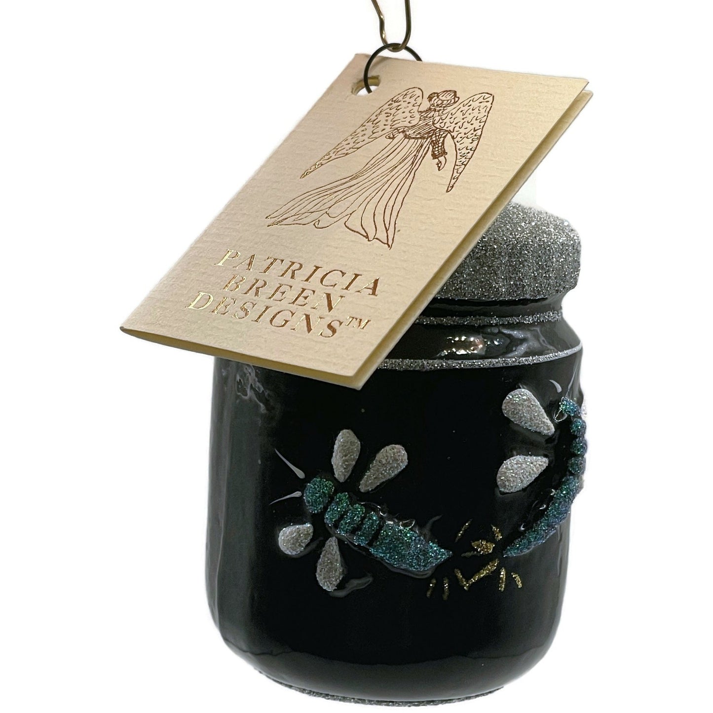 Patricia Breen Firefly Jar Black Bugs Silver Rim Spring Christmas Tree Ornament
