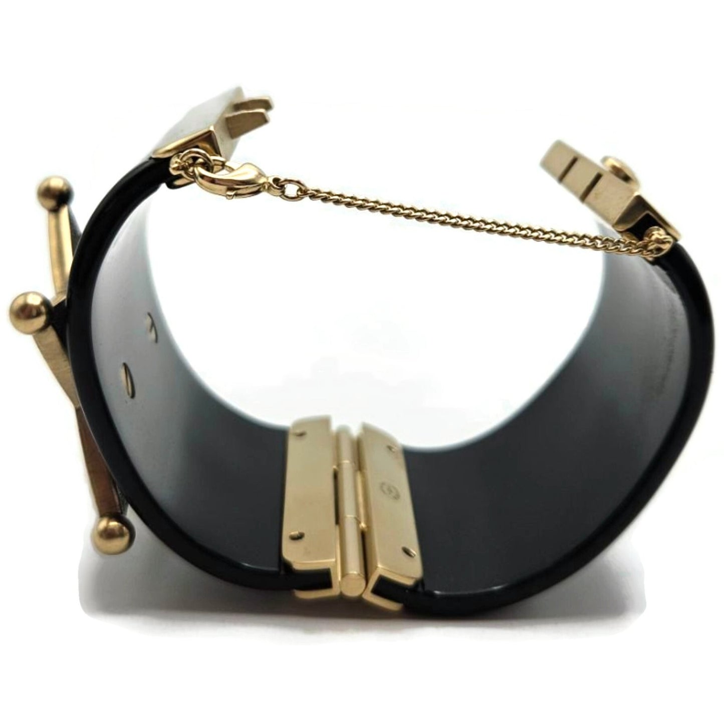 Co Co Chanel Paris Dallas Sheriff Star A A86470 Wide Cuff Black Gold Bracelet