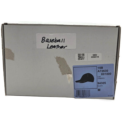 Chanel CC Logo Quilted Lambskin Leather Baseball Cap Hat Black Medium 15B Rare