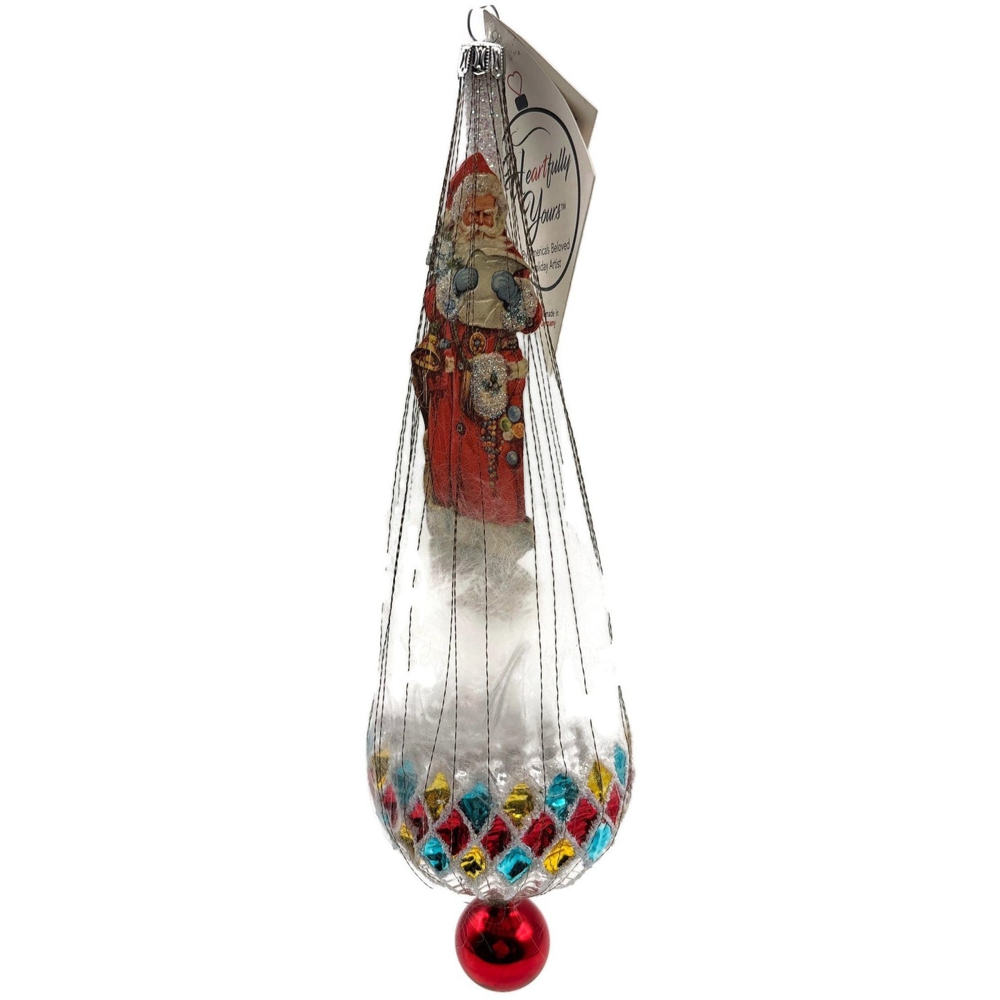 Heartfully Yours Christopher Radko Redbriar Santa Wirewrap Christmas Ornament