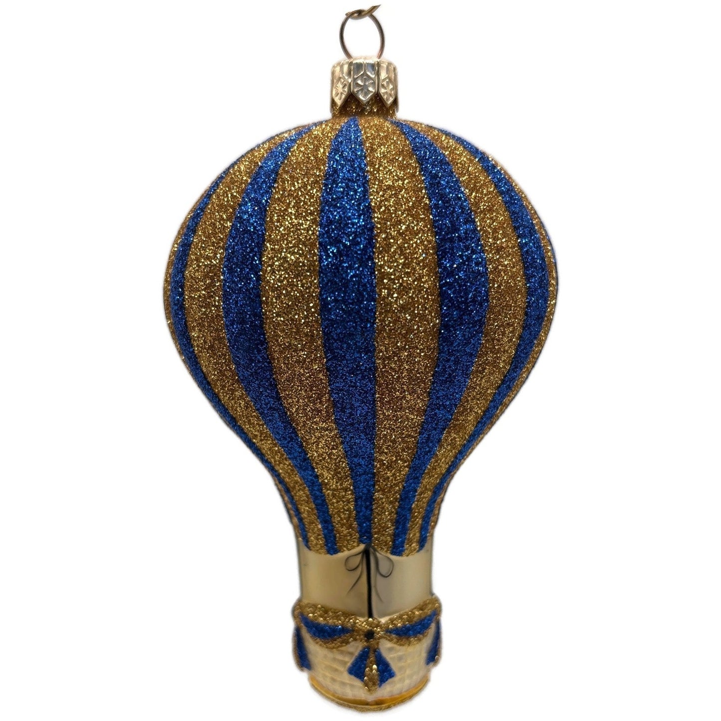 Patricia Breen Petite Balon Blue Gold Striped Balloon Christmas Tree Ornament