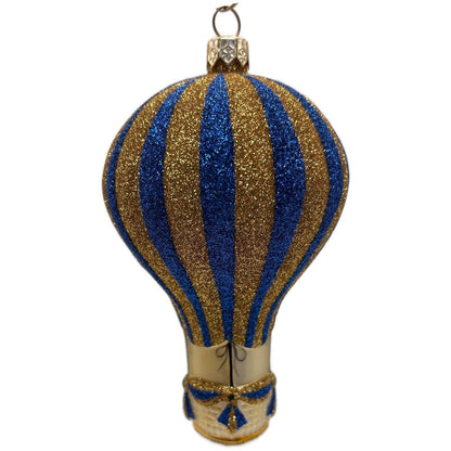 Patricia Breen Petite Balon Blue Gold Striped Balloon Christmas Tree Ornament