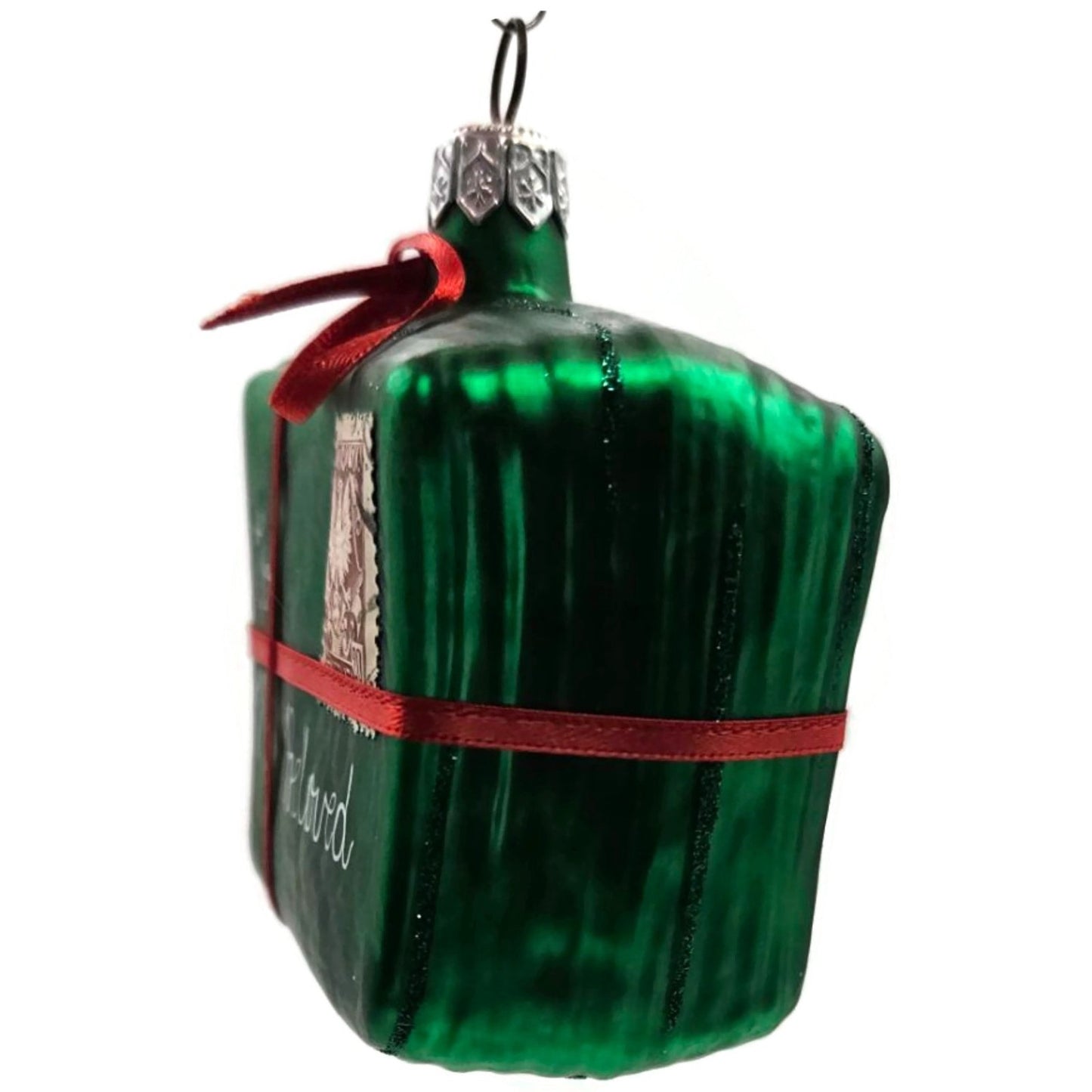 Patricia Breen Letter to My Beloved Green Red Ribbon Valentine Postcard Ornament