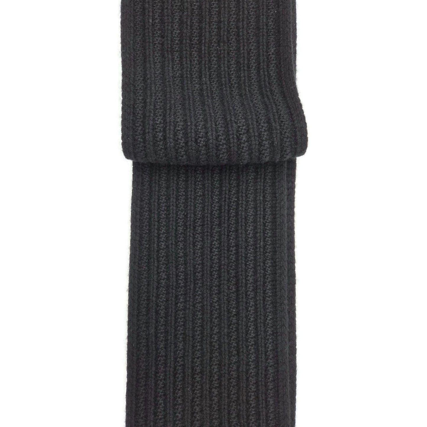 Chanel 10A Black Cashmere Ribbed Scarf with Large Signature CC Logo 120"X6" NWT