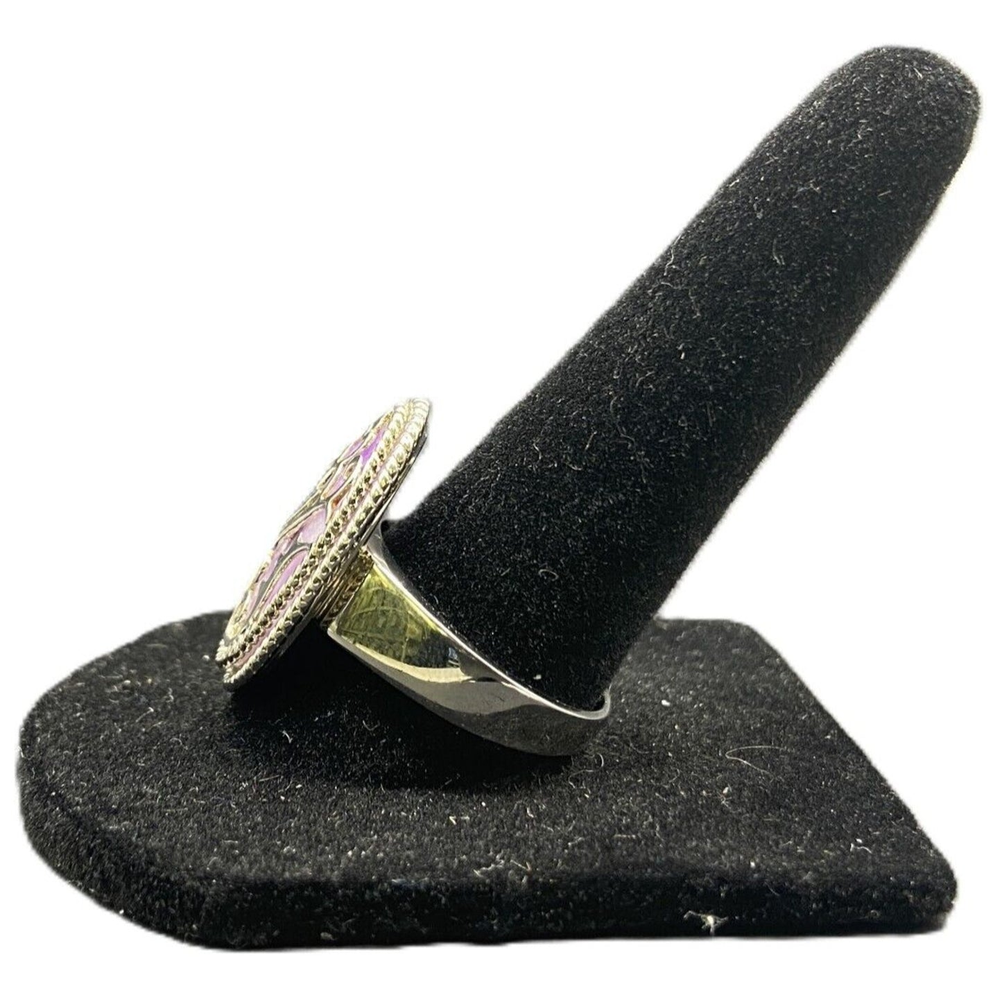 Filigree Ring Purple Amethyst Crystal Gemstone Oval 925 Sterling Silver Size 8