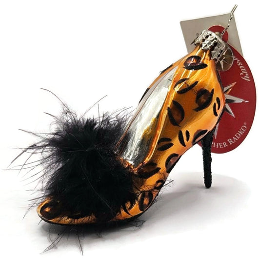 Christopher Radko Viva La Mode High Heel Shoe Leopard Print Ornament 1012039