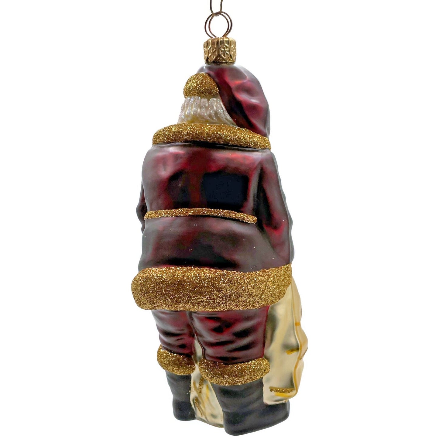 Patricia Breen Santa Claus Bordeaux Gold Holly Presents Christmas Tree Ornament
