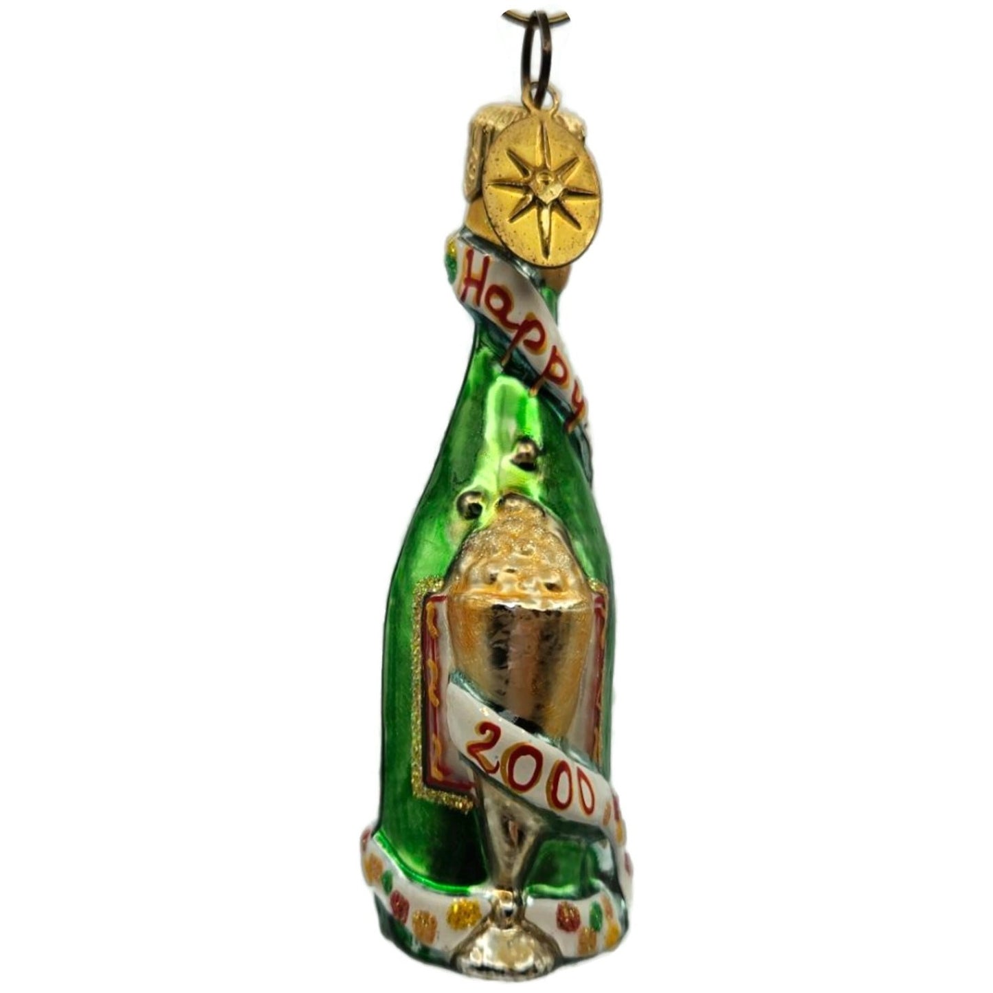 Christopher Radko 2000 Cheers Green Champagne Bottle New Year Ornament 99-285-0
