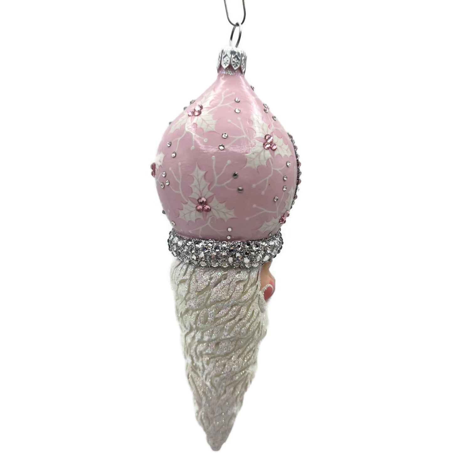 Patricia Breen Vendome Claus Pink White Reflector Christmas Ornament CATZ Rare