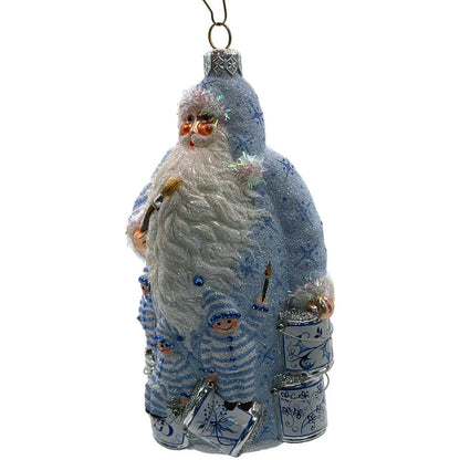 Patricia Breen Ornament Painterly Santa Chinoiserie Blue Striped Christmas Tree