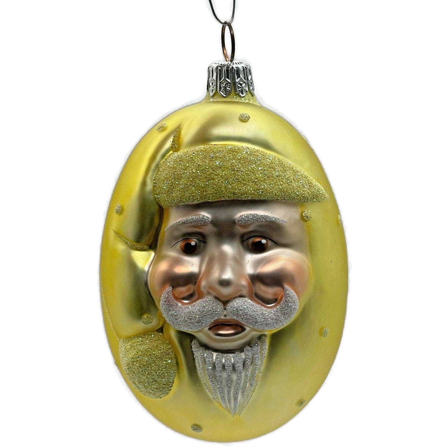 Patricia Breen Jelly Bean Santa Claus Yellow Matte Glittered Polka Dot Ornament