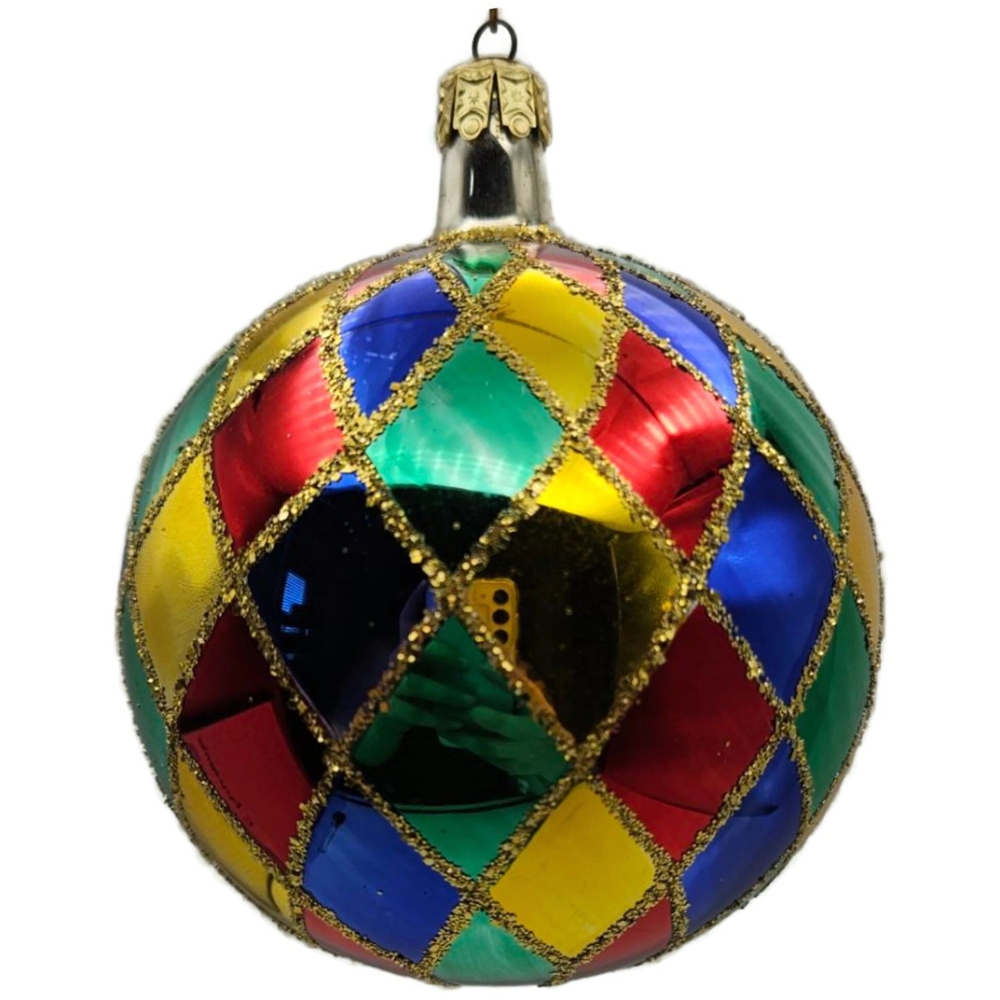 Christopher Radko Carnival Harlequin Ball Orb Christmas Tree Ornament