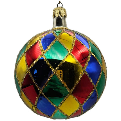 Christopher Radko Carnival Harlequin Ball Orb Christmas Tree Ornament