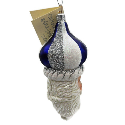 Patricia Breen Carnival Noel Blue Silver Santa Claus CO Christmas Tree Ornament