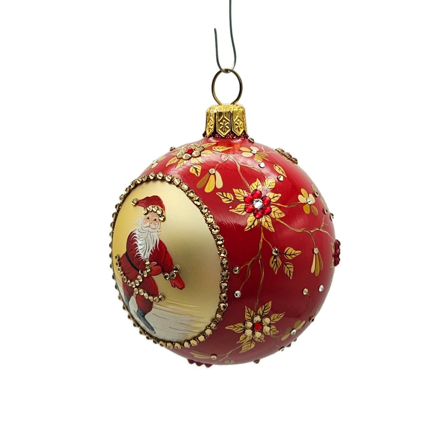 Patricia Breen Beguiling Orb Brinker Red Santa Ball Christmas Tree Ornament 3422