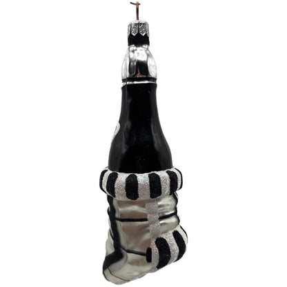 Patricia Breen Festive Stocking Black Silver Striped Christmas Tree Ornament NM