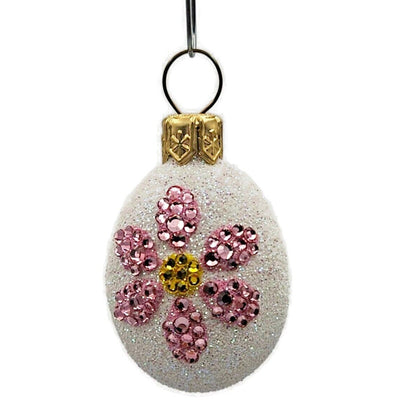 Patricia Breen Miniature Egg Jeweled Daisy Pink Easter Holiday Tree Ornament