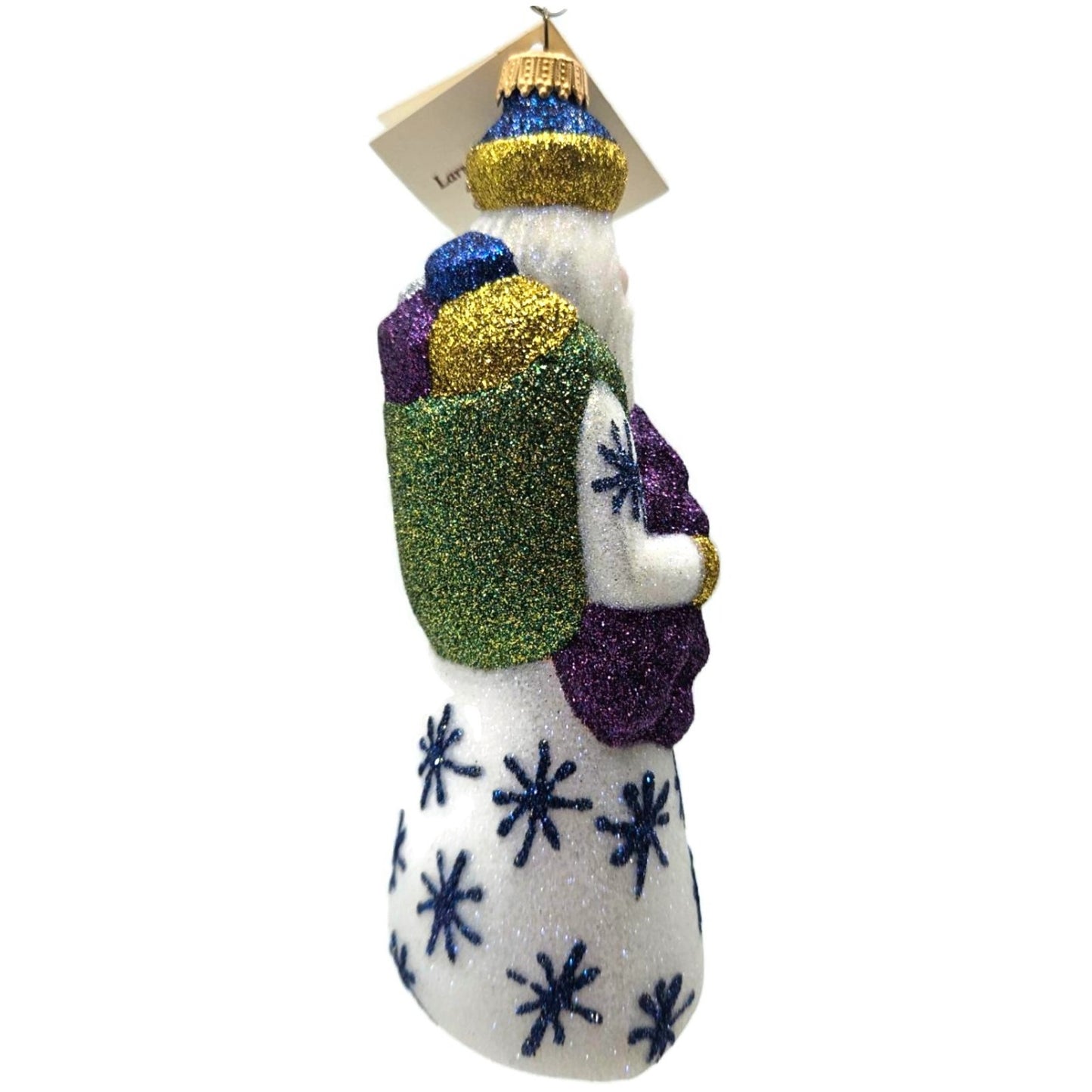 Larry Fraga Snowflake Flurry Glitter Series Santa Claus Glass Christmas Ornament