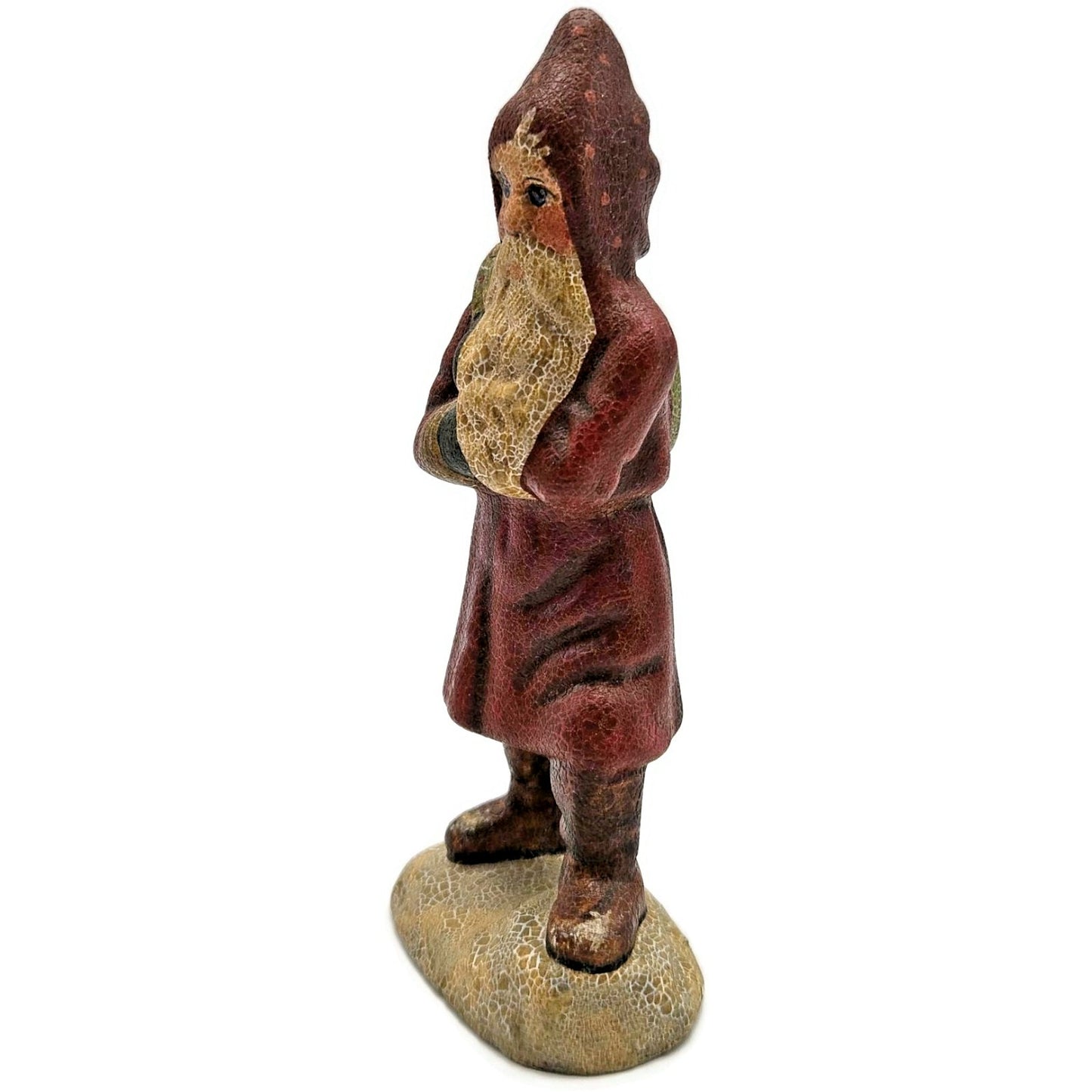 Vaillancourt Striding Belsnickel With Bag Folk Art Chalkware Christmas Figurine