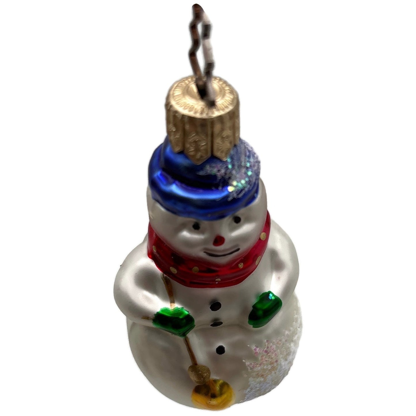 Snowman Red Scarf Polka Dot Green Gloves Christmas Tree Ornament