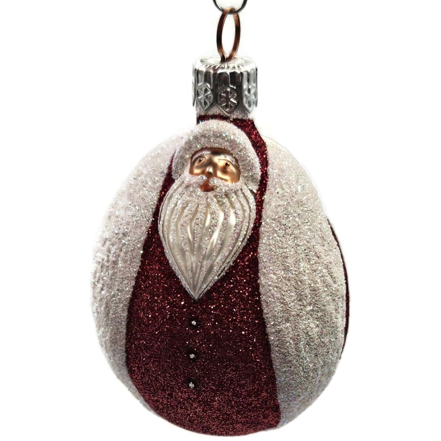 Patricia Breen Santa Ladybug White Red Glittered Christmas Tree Ornament
