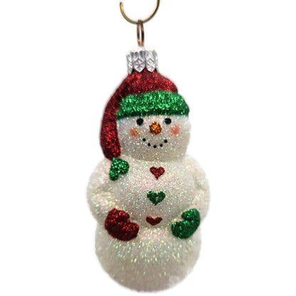 Patricia Breen Loving Snowman Green Red Hearts White Christmas Tree Ornament