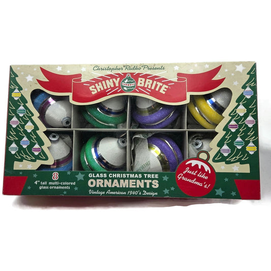 Christopher Radko Shiny Brite Snow Tops Reflector Christmas Tree Ornament Set