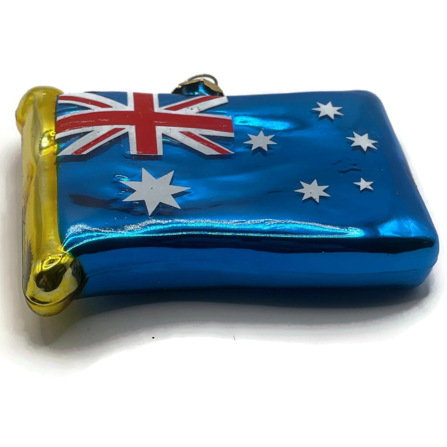 Waving Flag of Australia Red White Blue Blown Glass Christmas Tree Ornament