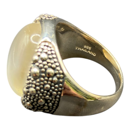 Michael Dawkins Ring 925 Sterling Silver Starry Night Mother of Pearl Dome Sz 9