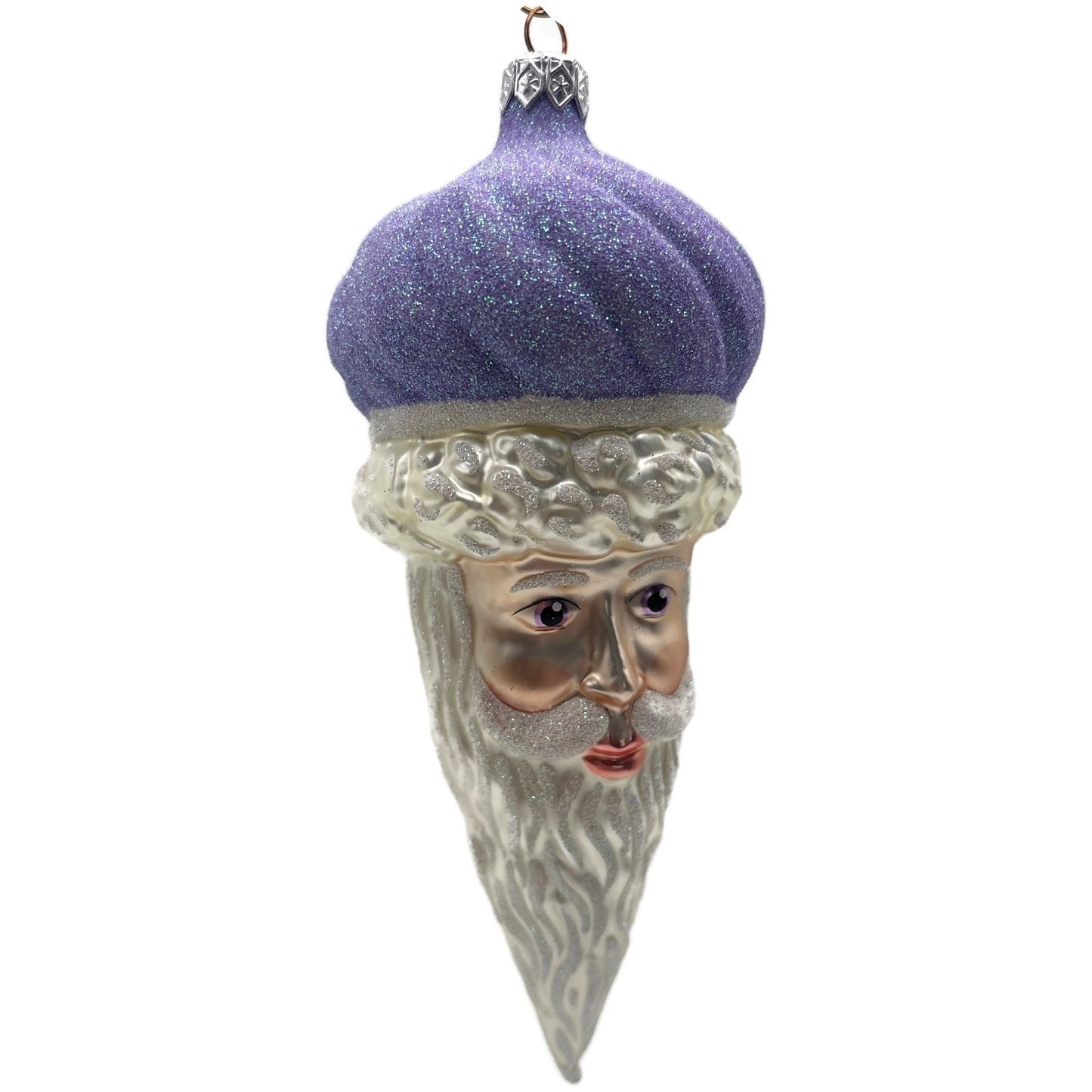 Patricia Breen Minsk Santa Claus Head Lavender Christmas Tree Ornament AIC