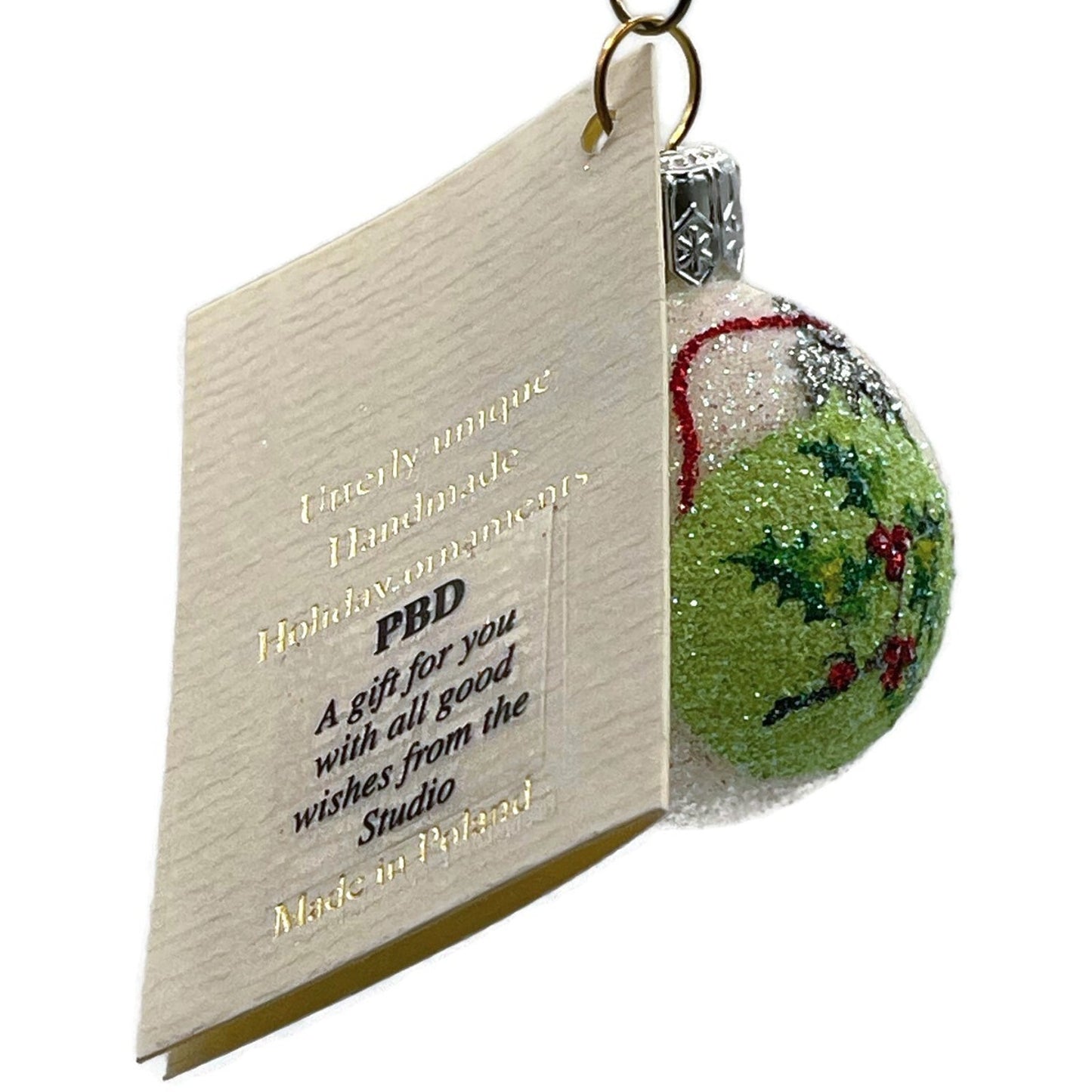 Patricia Breen Studio Gift Ball Holly Berry Pearl Christmas Tree Ornament