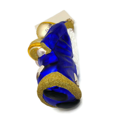 Patricia Breen Out With the Old Blue Gold Santa Claus Christmas Tree Ornament