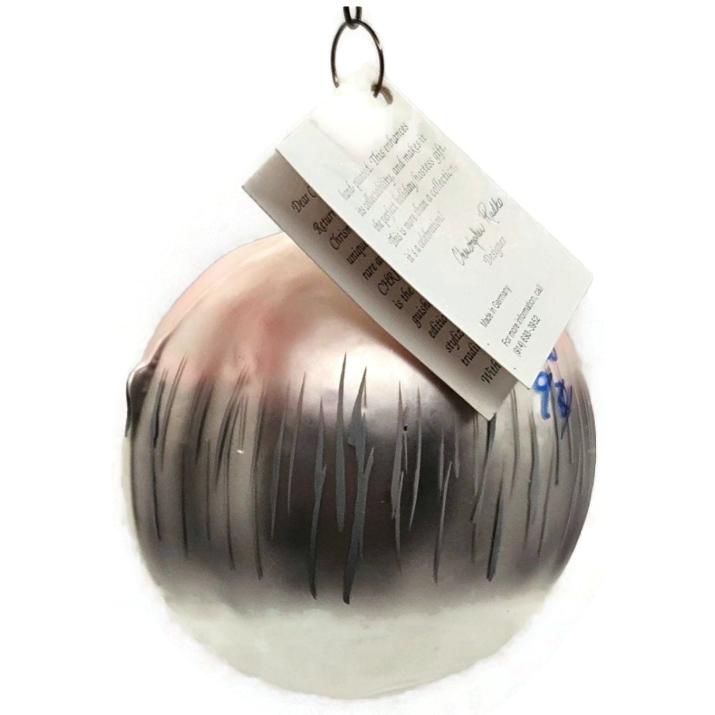 Christopher Radko President Taft Silver German Glass Christmas Tree Ornament