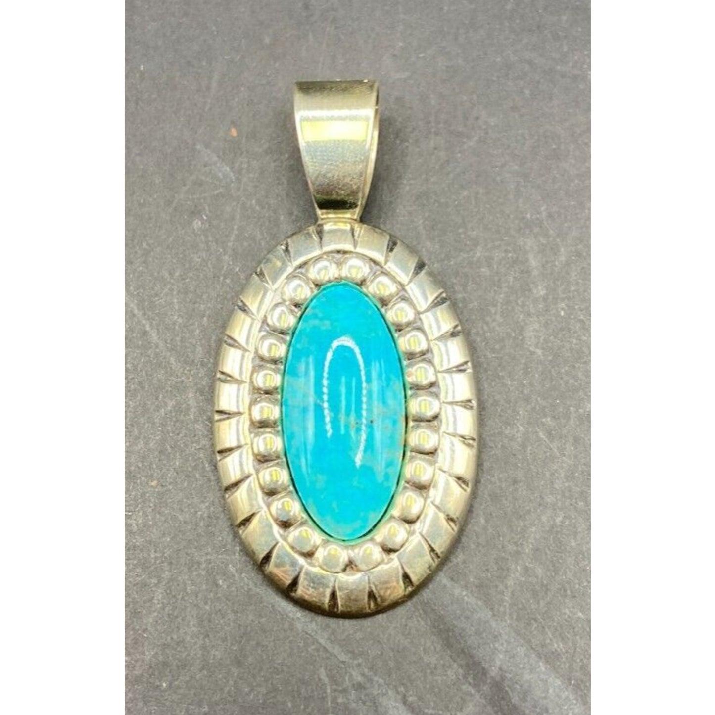 Carolyn Pollack Pendant Turquoise Blue Gemstone Oval Shaped 925 Sterling Silver