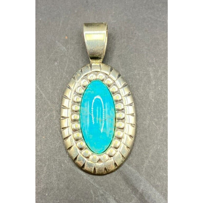 Carolyn Pollack Pendant Turquoise Blue Gemstone Oval Shaped 925 Sterling Silver