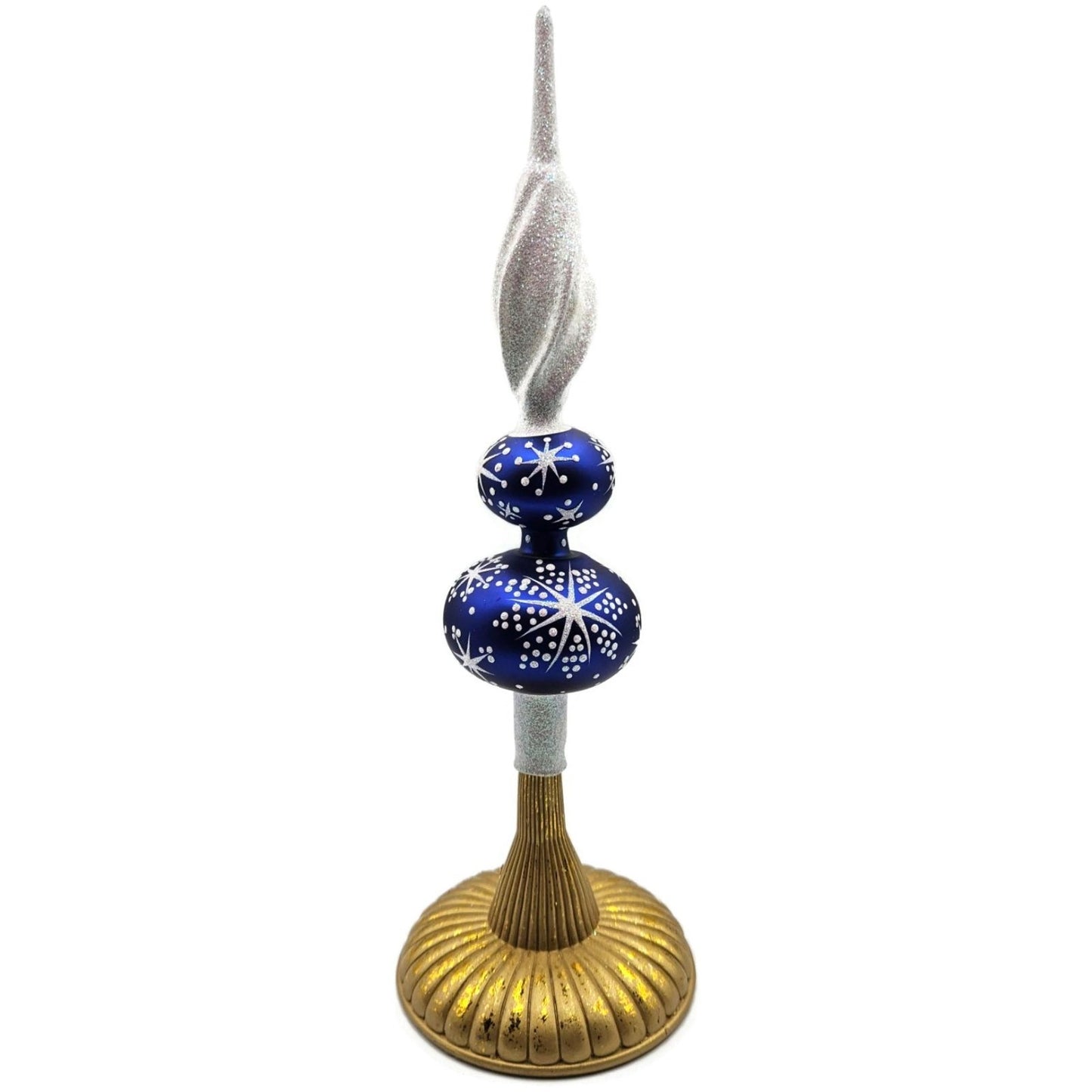 Patricia Breen Miniature Blizzard Finial Cobalt Pearl Glossy Christmas Tree Top