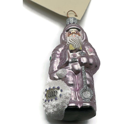 Patricia Breen Miniature Millennium Santa Lavender White Christmas Ornament 9948