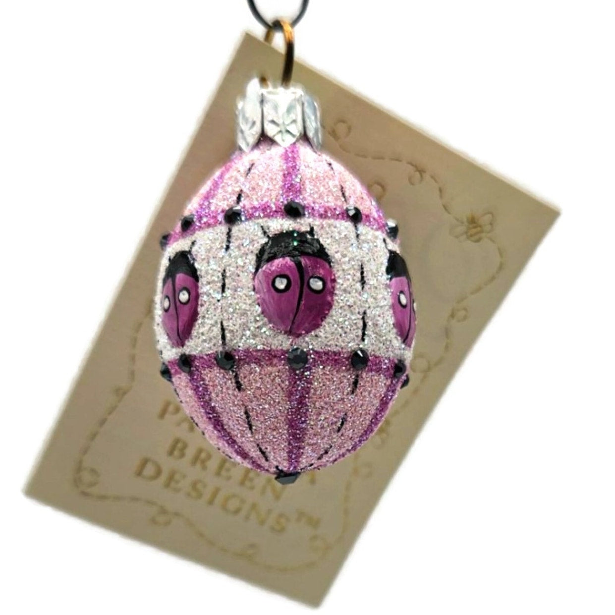 Patricia Breen Miniature Egg Surprise Ladybug Pink Easter Christmas Ornament