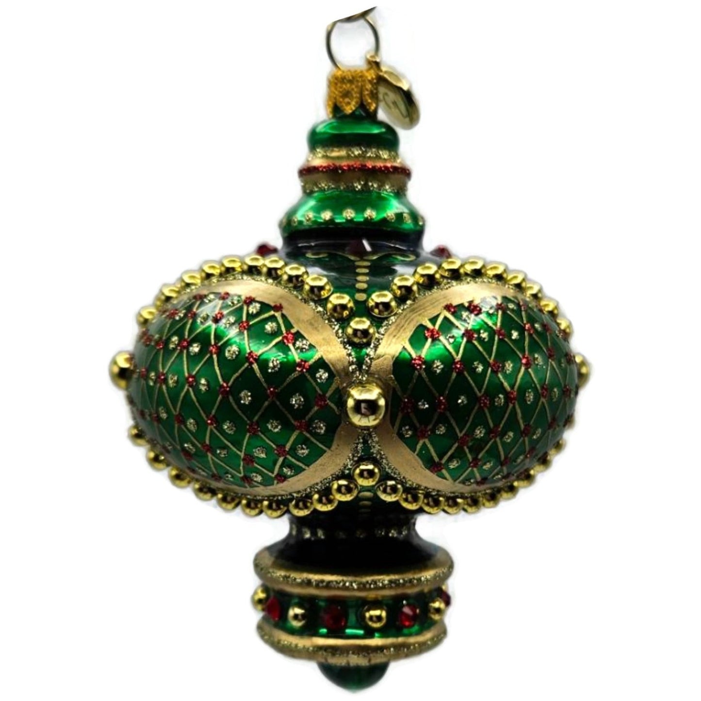 Glitter Lab Jeweled Green Gold Christmas Tree Ornament Onion Dome Drop