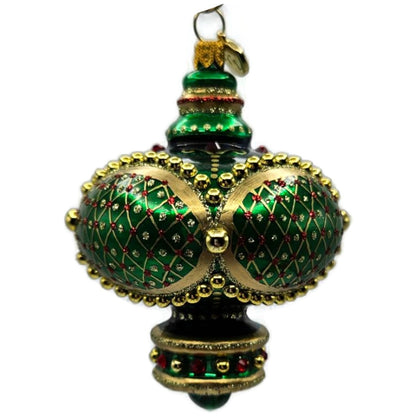Glitter Lab Jeweled Green Gold Christmas Tree Ornament Onion Dome Drop