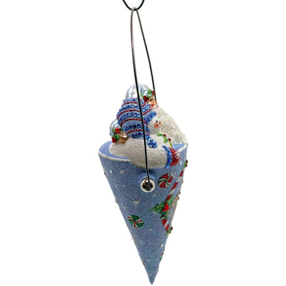 Patricia Breen Victorian Candy Cone Gingerbread Men Blue Christmas Tree Ornament