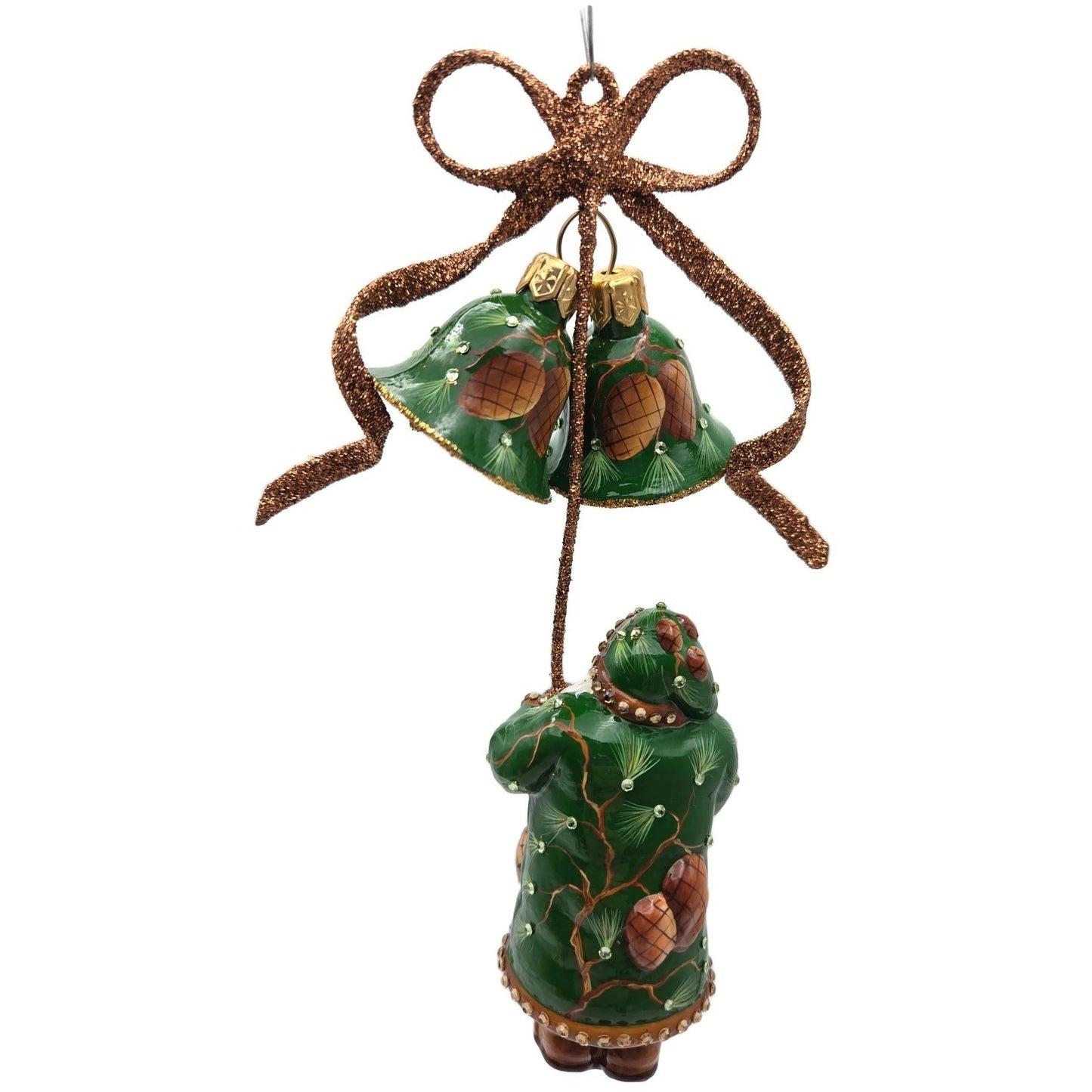Patricia Breen Bellissimo Santa Claus Pine Cones Green Christmas Tree Ornament
