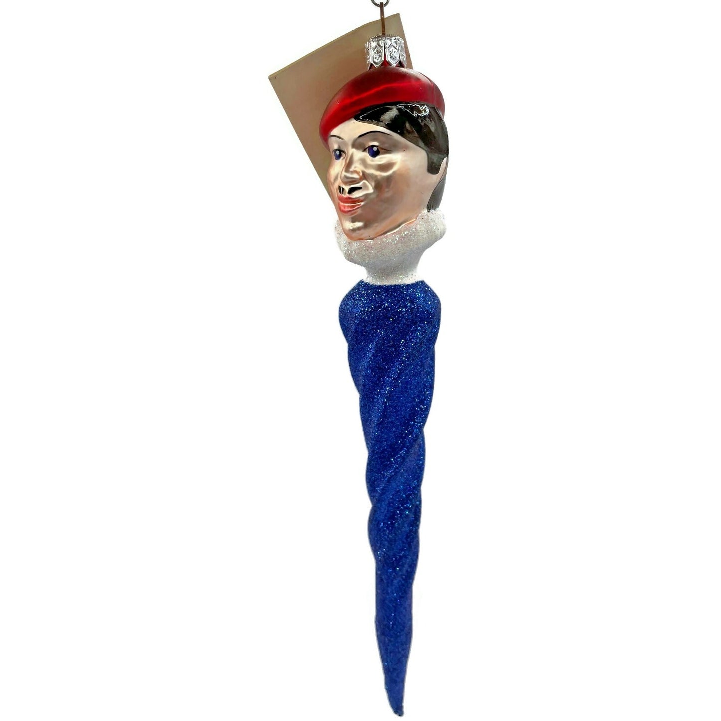 Patricia Breen French Twist Blue Glittered Icicle Red Hat Christmas Ornament