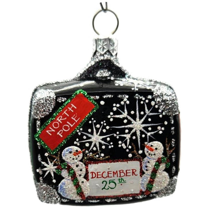 Patricia Breen Miniature Valise North Pole Black Snowman Christmas Tree Ornament