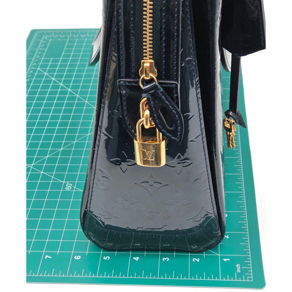 Louis Vuitton Melrose Avenue Monogram Vernis Bleu Nuit Bag Wallet Coin Pouch Set