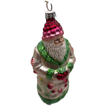 Patricia Breen Raspberry Santa Spring Fruit Green Pink Christmas Ornament NM