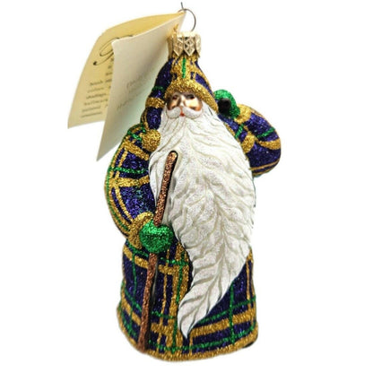Patricia Breen Santa For Jason Plaid Purple Glittered Christmas Holiday Ornament