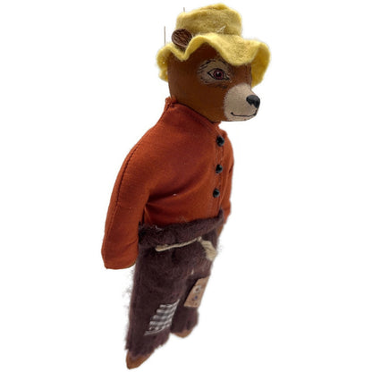 Gladys Boalt Brer Bear Uncle Remus Brown Fabric Christmas Tree Ornament Signed