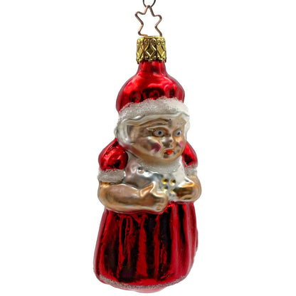 Mrs Claus Red Dress Star Top Inge Glass Ornament German Christmas Tree Decor